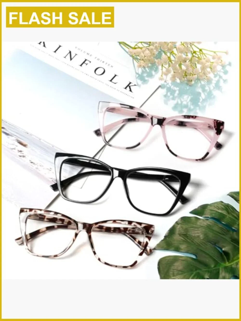 Oversized Cat Eye Blue Light Blocking Reading Glasses Spring Hinge Women's